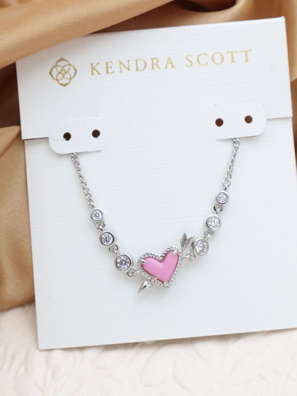 Kendra Scott Ari Heart Arrow Silver Tennis Bracelet